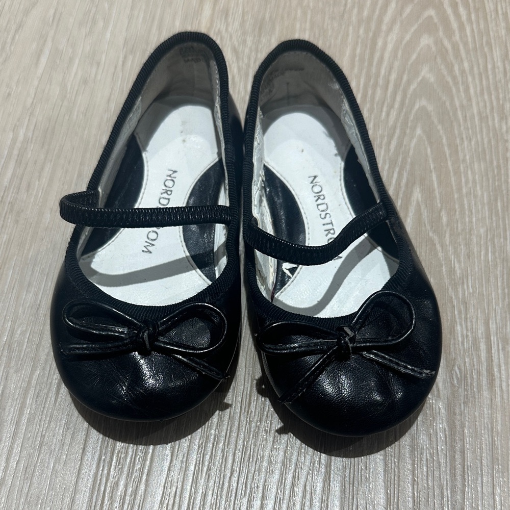 Nordstrom Kids Elegant Black Bow Dress Shoes